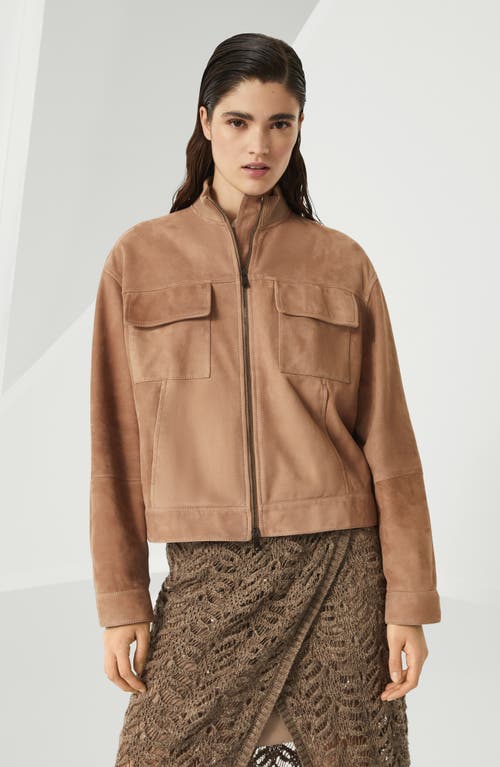 Brunello Cucinelli Couture Suede Jacket In Rust Brown