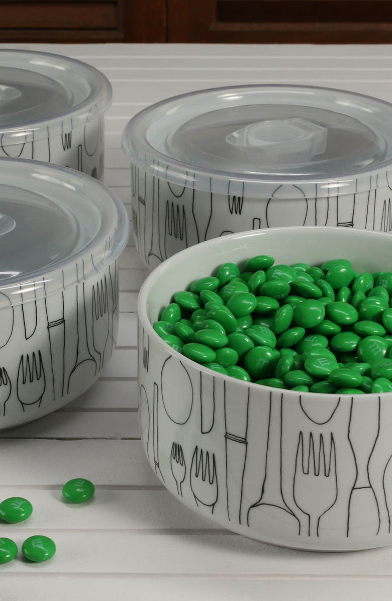 BIA Cordon Bleu Set of 4 Large Storage Bowl with Lid, Alternate, color, White