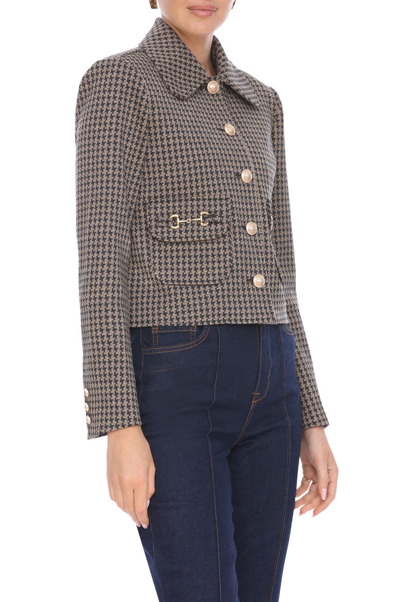 Plaid Cropped Jacket, Alternate, color, CHOCOLATE SAND HOUNDSTOOTH