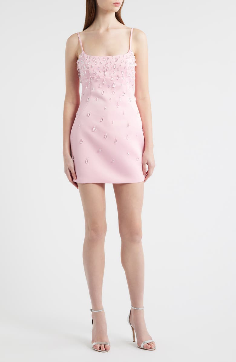 Delfi Collective Diane Crystal Embellished Cocktail Minidress, Main, color, Petal Pink