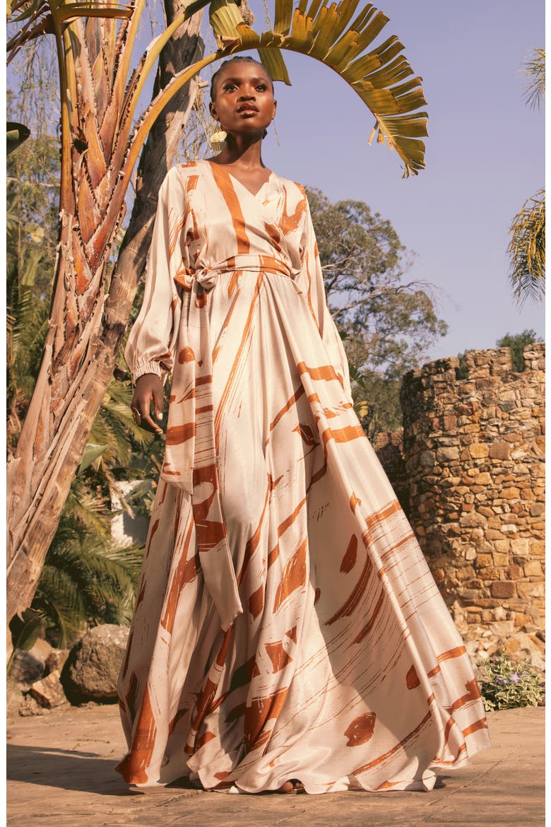 Marieme Long Sleeve Wrap Dress, Alternate, color, SALMON