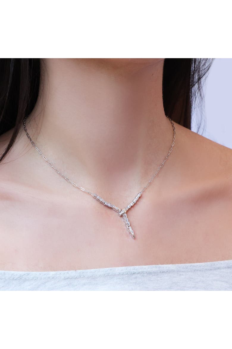 CZ Snake Lariat Necklace, Alternate, color, Sterling Silver