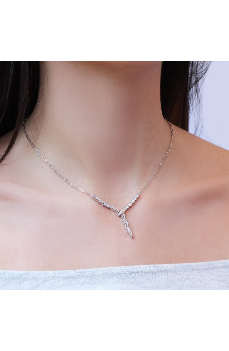 The Lovery Fine Jewelry CZ Snake Lariat Necklace, Alternate, color, Sterling Silver