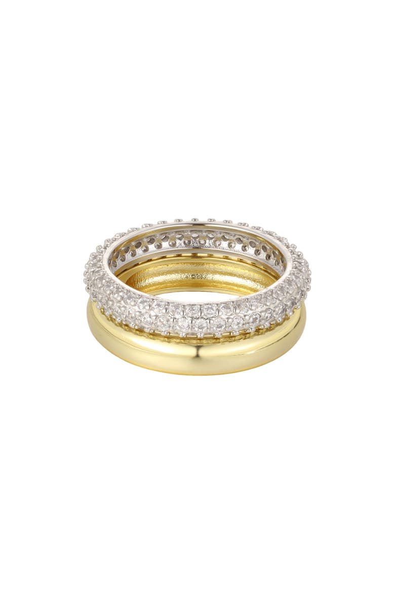 Mixed Metal Chubby Cubic Zirconia Set of 2 Rings, Main, color, GOLD/ SILVER