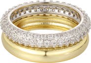 Adornia Mixed Metal Chubby Cubic Zirconia Set of 2 Rings