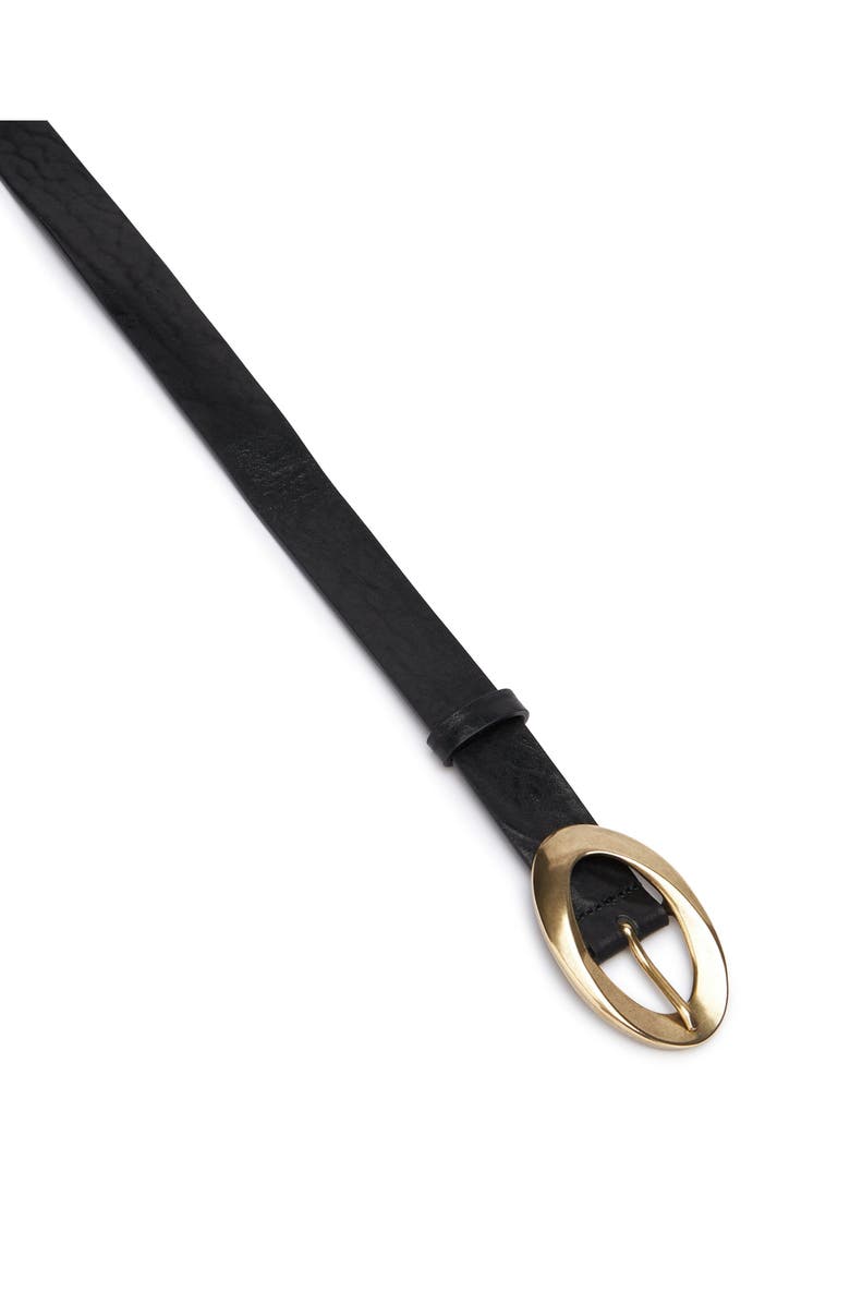 Fortela Gold Buckle Leather Belt, Alternate, color, Black