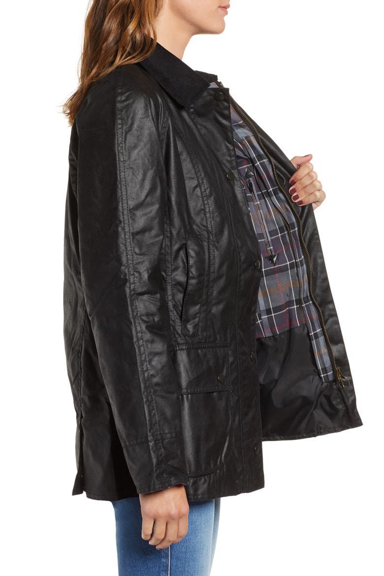 Beadnell Waxed Cotton Jacket, Alternate, color, BLACK
