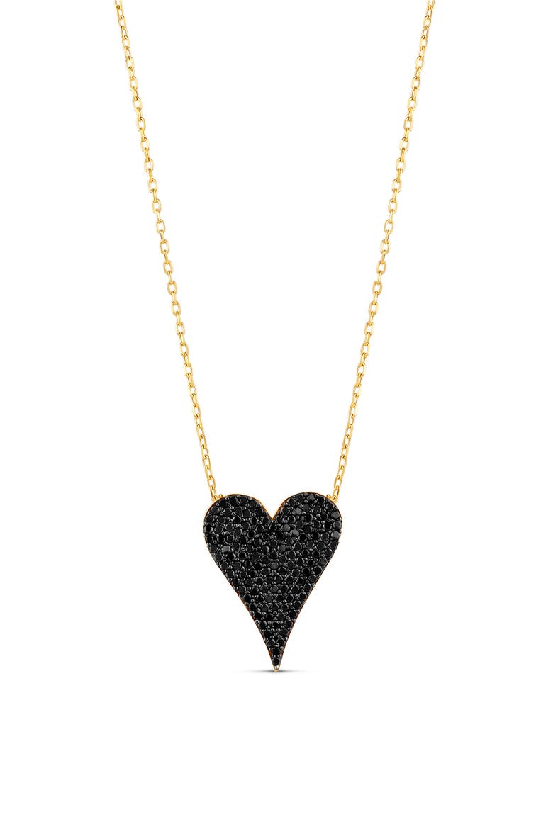 Small Pavé Heart Pendant Necklace, Main, color, GOLD/ BLACK