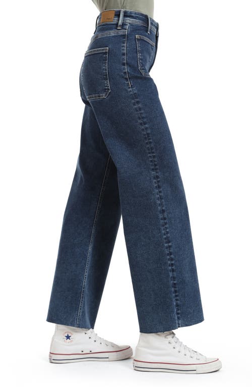 Mavi Jeans Paloma Marine Patch Pocket Raw Hem High Waist Wide Leg Jeans In Dark Flex Blue