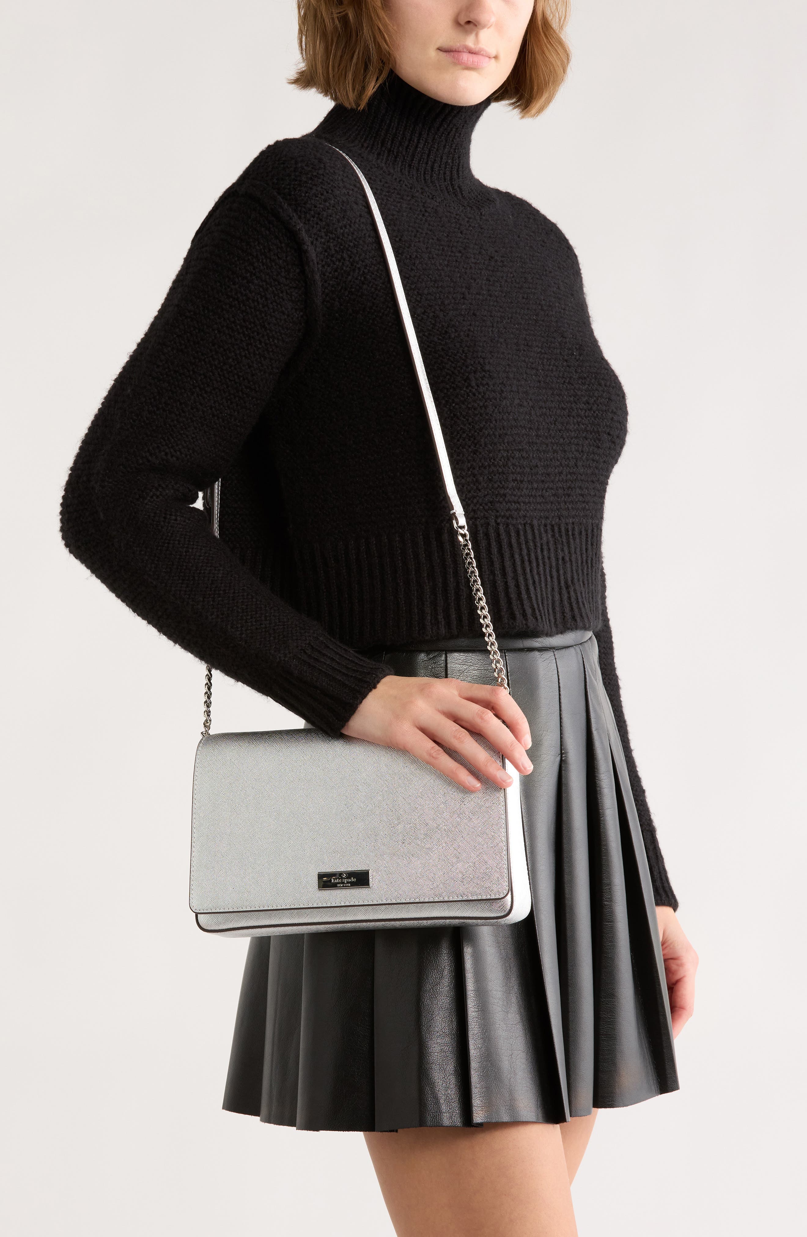 Kate Spade New York kenzie metallic crossbody bag, Alternate, color, Lunar Light