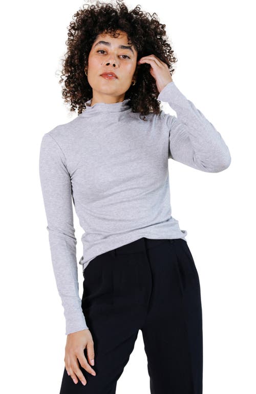 Poplinen Norma Modal Ribbed Turtleneck In Heather Gray