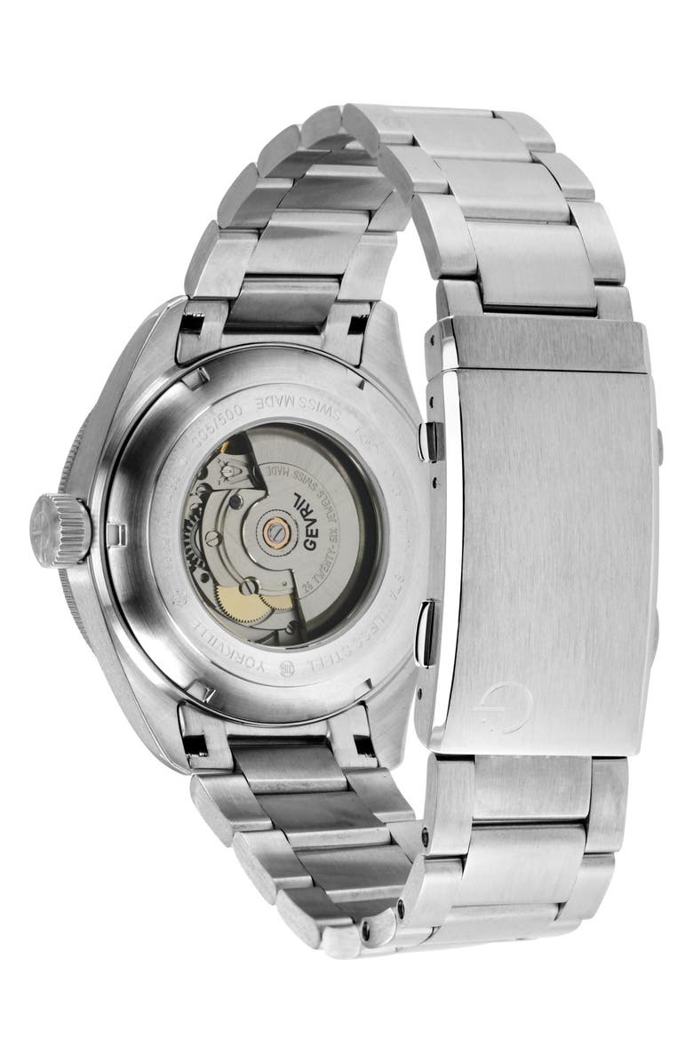 GEVRIL Yorkville Swiss Automatic Bracelet Watch, 43mm, Alternate, color, Silver
