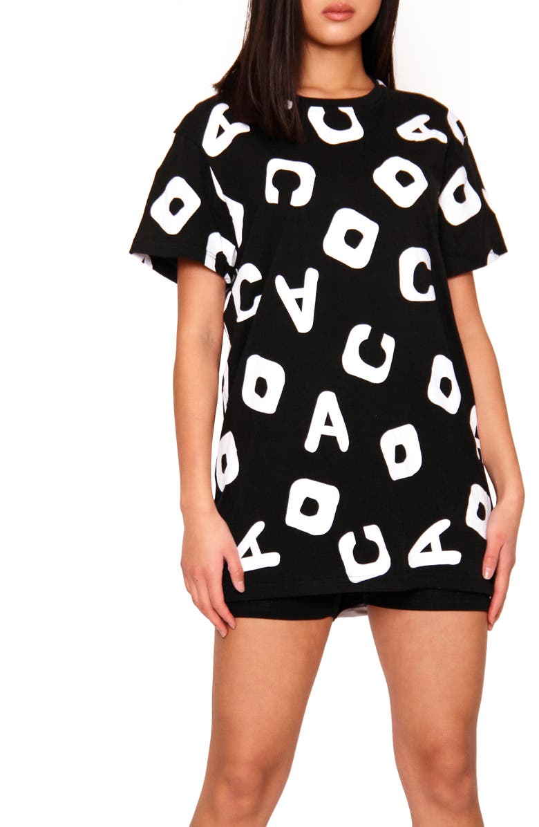 Absence of Colour Qui Logo Print Long T-Shirt, Main, color, 