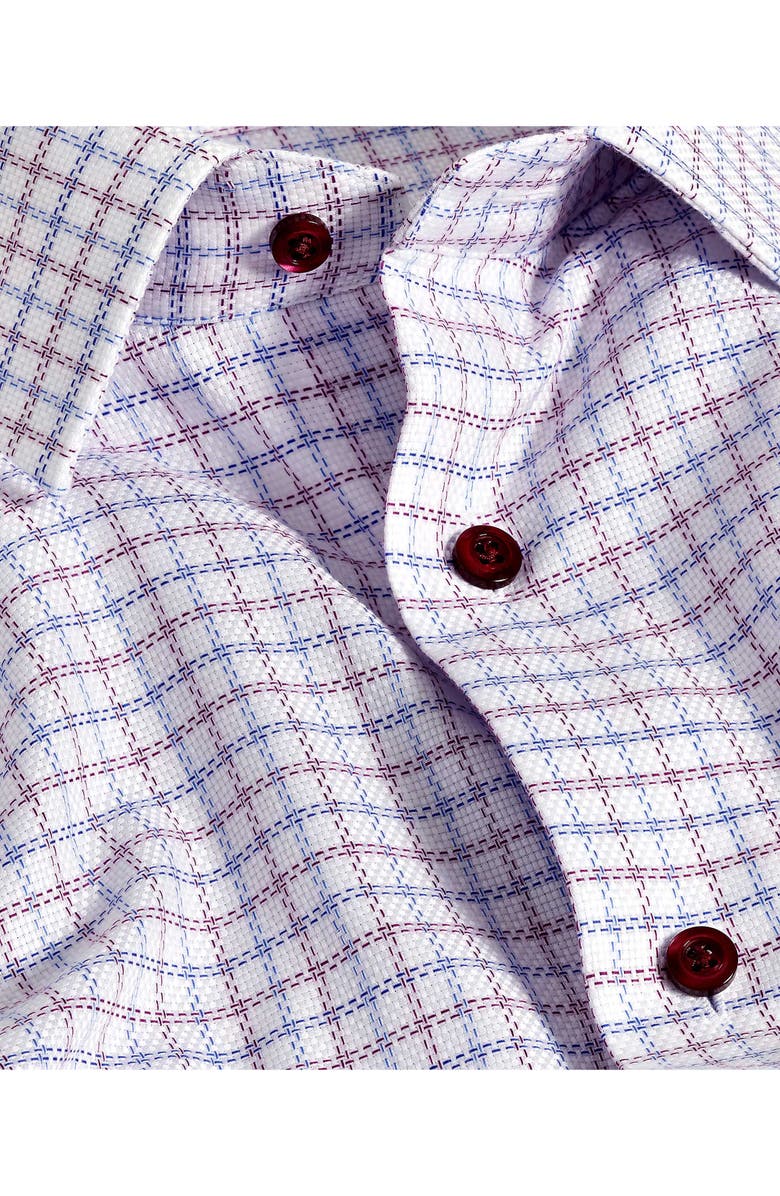David Donahue Regular Fit Check Cotton Dobby Dress Shirt, Alternate, color, Blue/ Berry