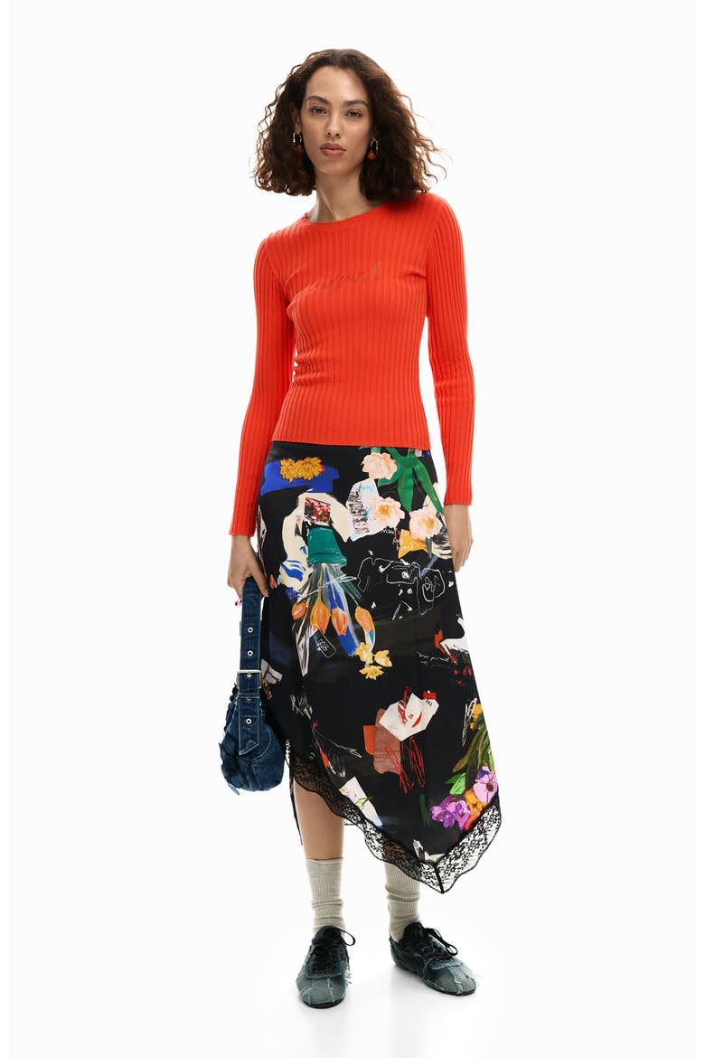 Long Sleeve Rib T-Shirt, Alternate, color, ORANGE