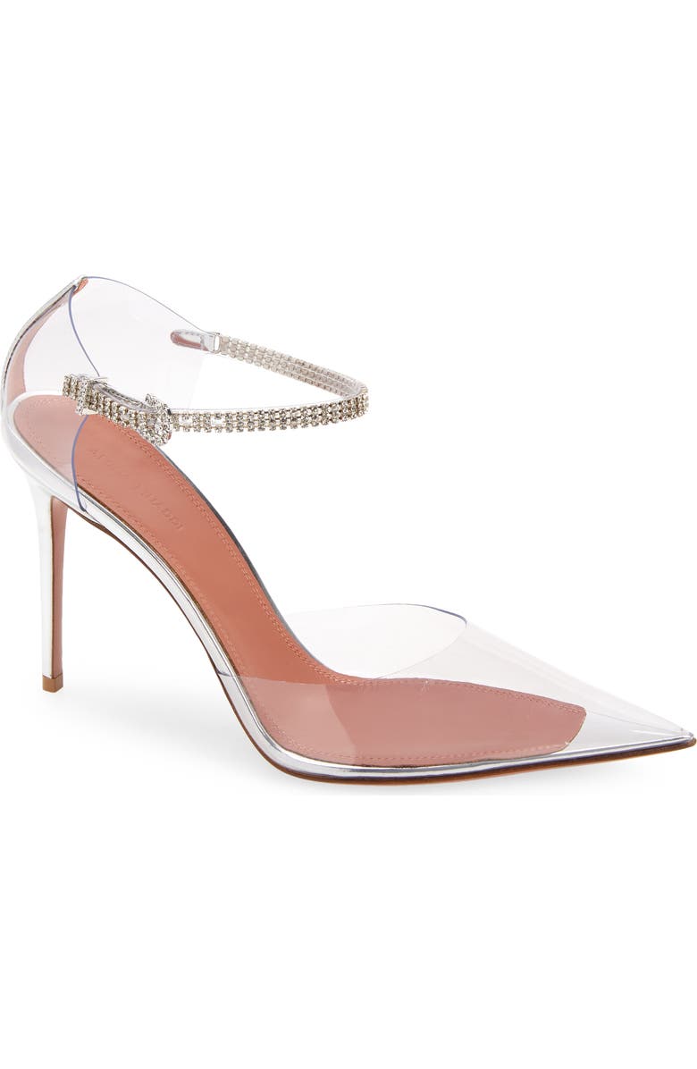 Amina Muaddi Ursina Crystal Strap Pointed Toe Clear Pump, Main, color,