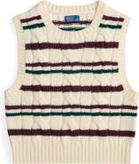 Polo Ralph Lauren Stripe Wool & Cashmere Cable Knit Sweater Vest