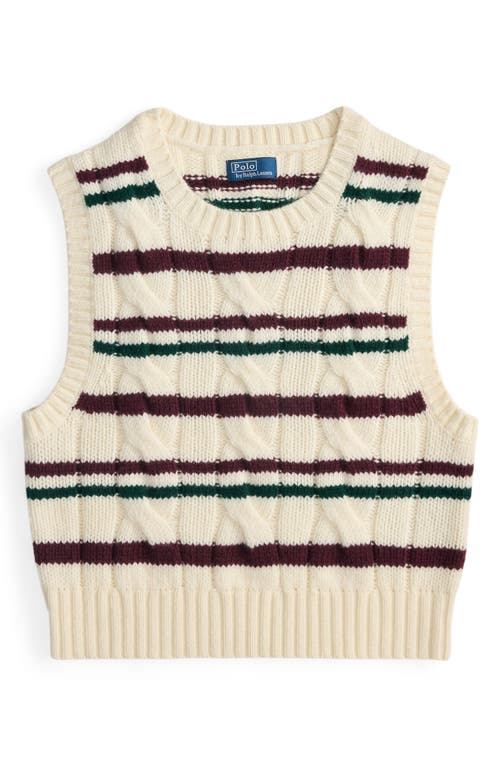 Polo Ralph Lauren Cropped Striped Cable-knit Wool And Cashmere-blend Vest In Multi