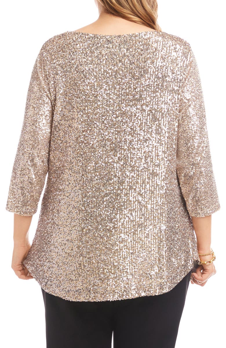 Karen Kane Sequin Drape Neck Top, Alternate, color, Champagne