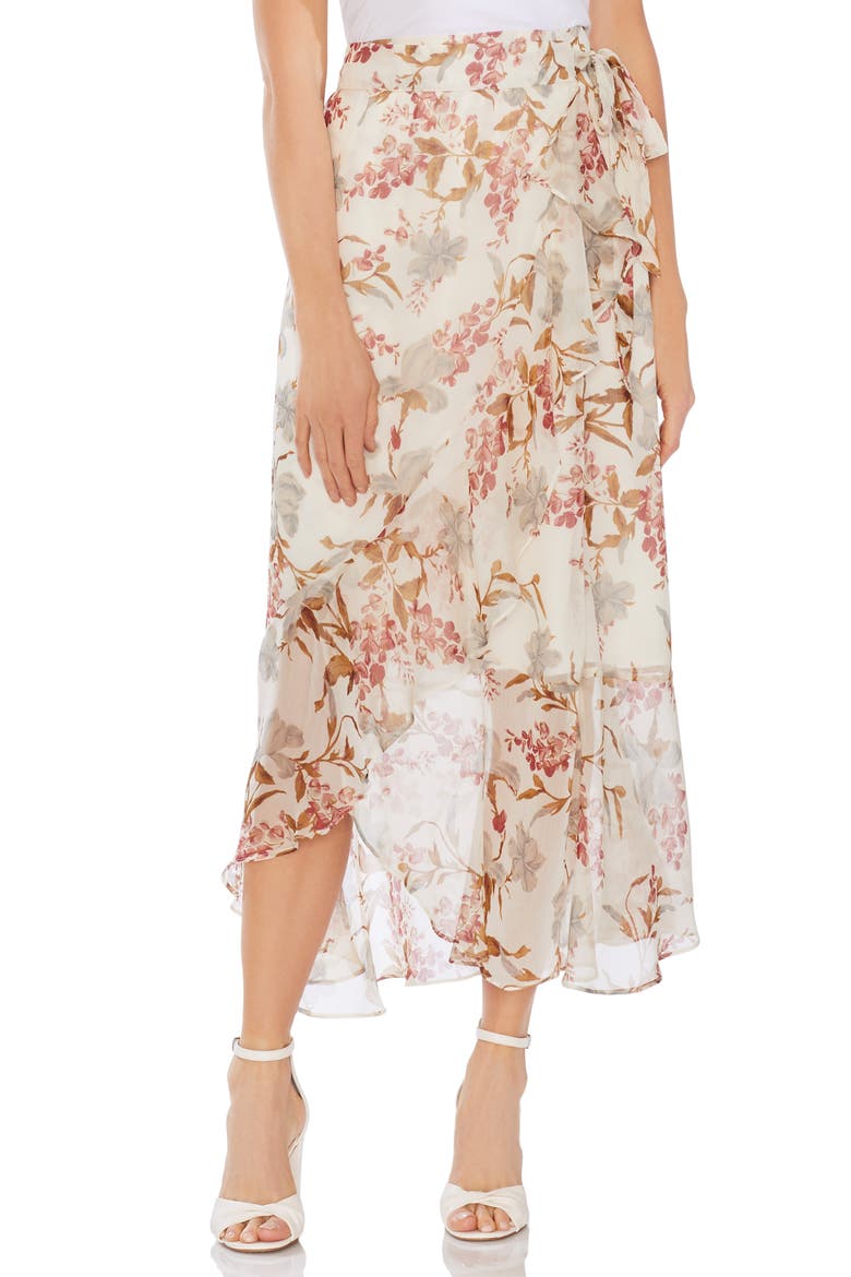 Wildflower Faux Wrap Skirt, Main, color, PEARL IVORY