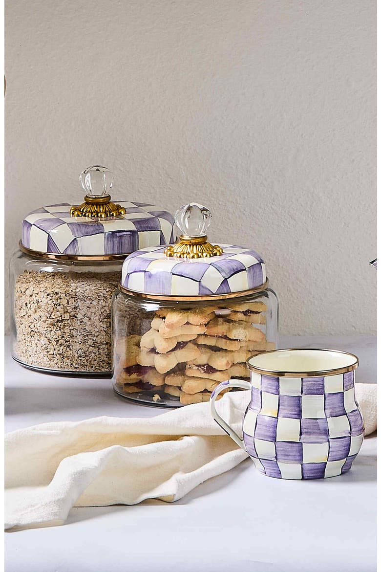 Violet Check Small Kitchen Canister, Alternate, color, VIOLET