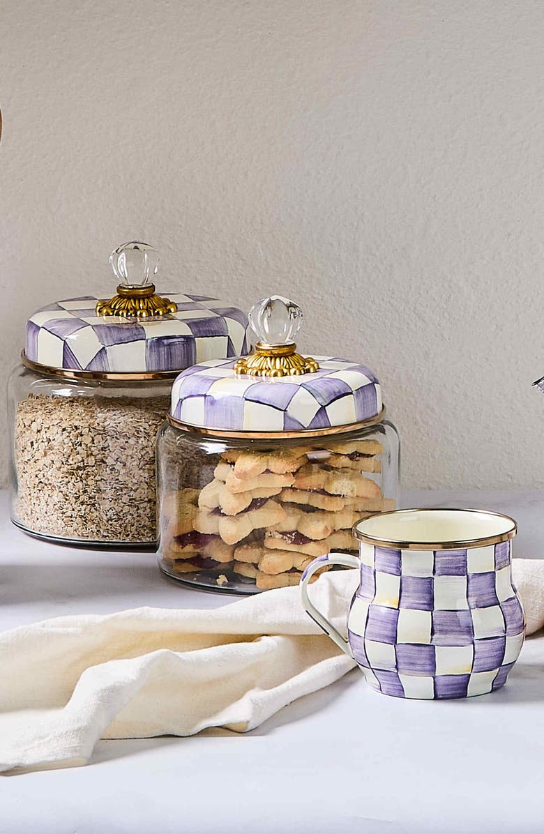 MACKENZIE CHILDS Violet Check Small Kitchen Canister, Alternate, color, Violet