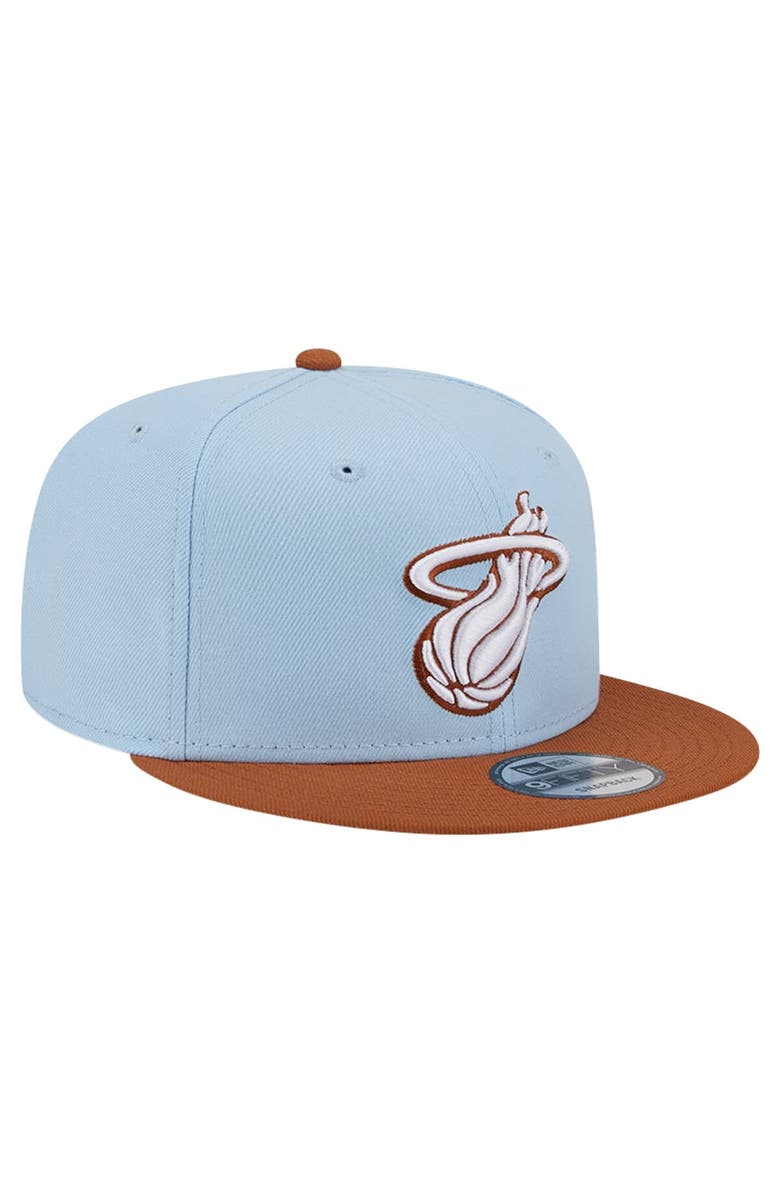 New Era Men's New Era Light Blue/Brown Miami Heat 2-Tone Color Pack 9FIFTY Snapback Hat, Alternate, color, 