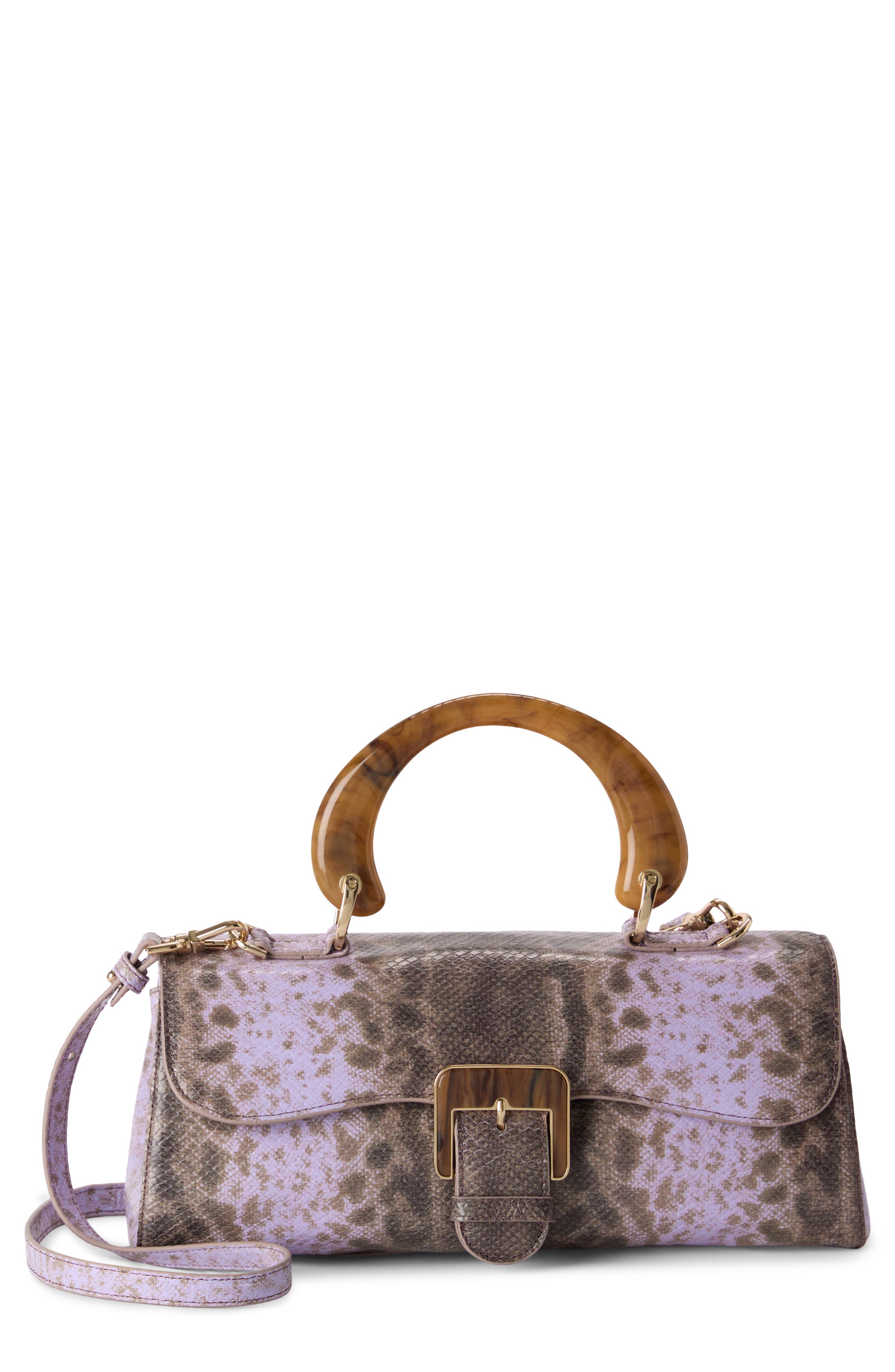 Brahmin Dayan Snakeskin Embossed Leather Satchel, Main, color, Sheer Lavender
