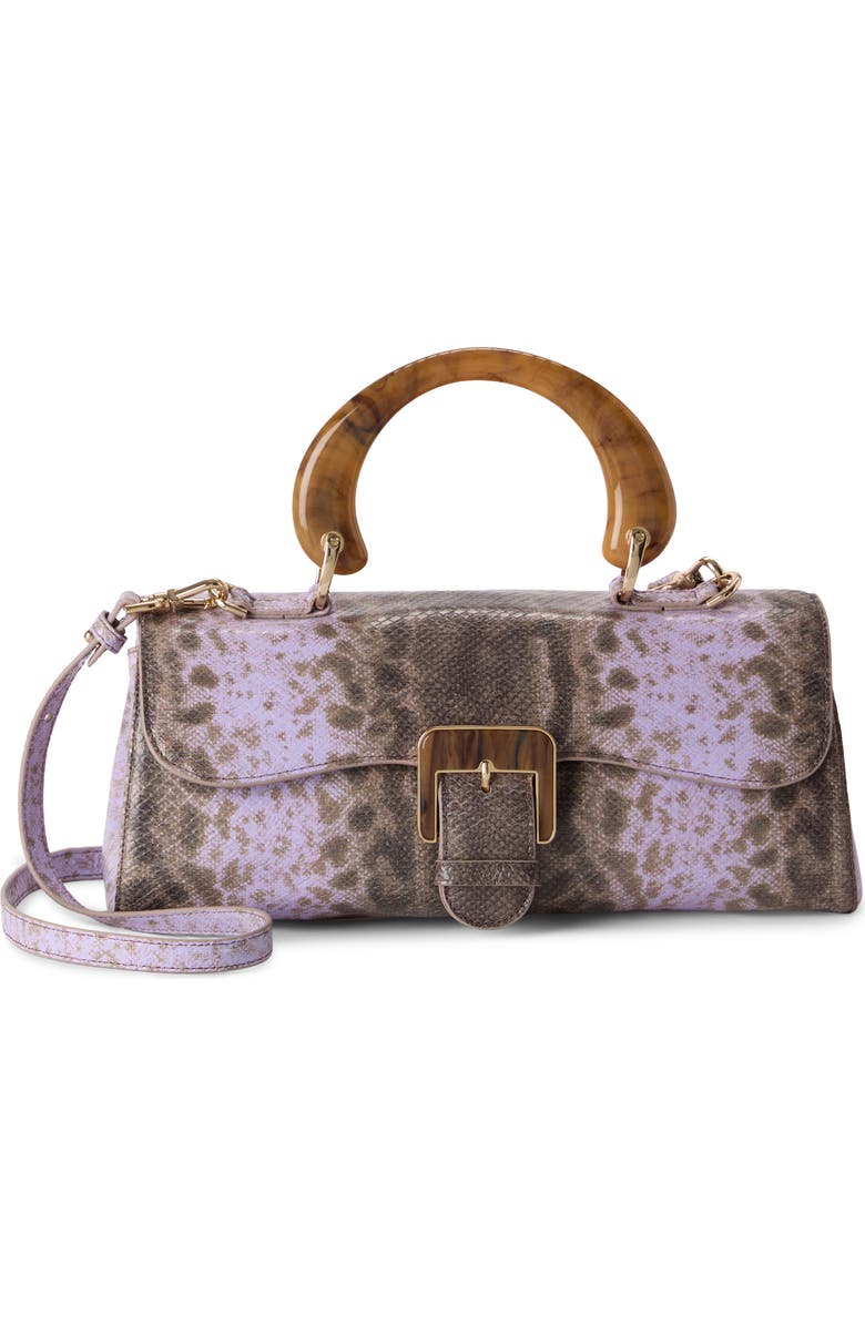 Brahmin Dayan Snakeskin Embossed Leather Satchel, Main, color, Sheer Lavender