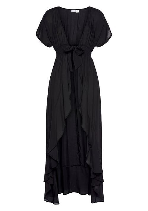 Lascana Flounce Hem Cover Up In Black