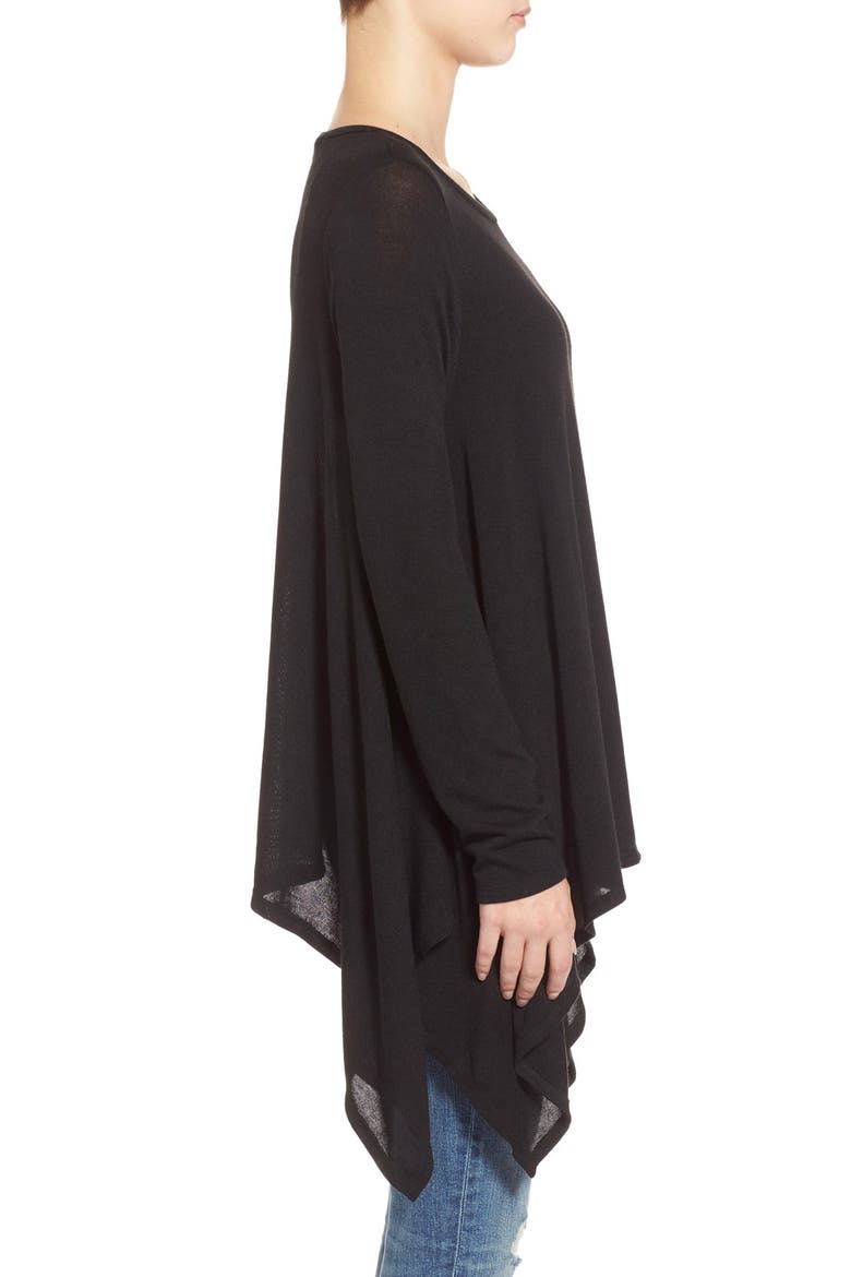 Long Sleeve Shark-Bite Hem Tunic, Alternate, color, BLACK