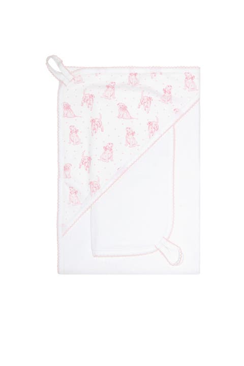 Pink Puppy Love Print Towel - Baby