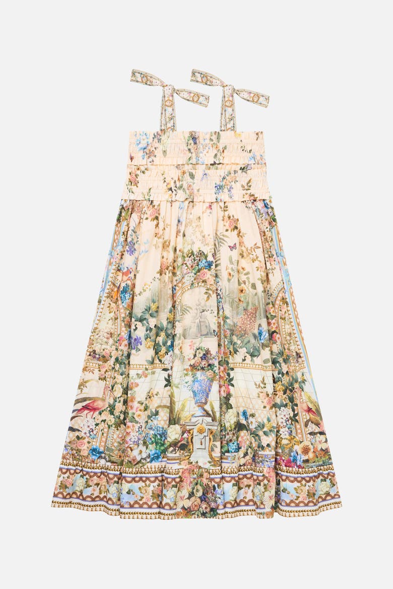 Kids Shirred Maxi Dress W Tie Shoulder, Main, color, Midsummer Masterpiece