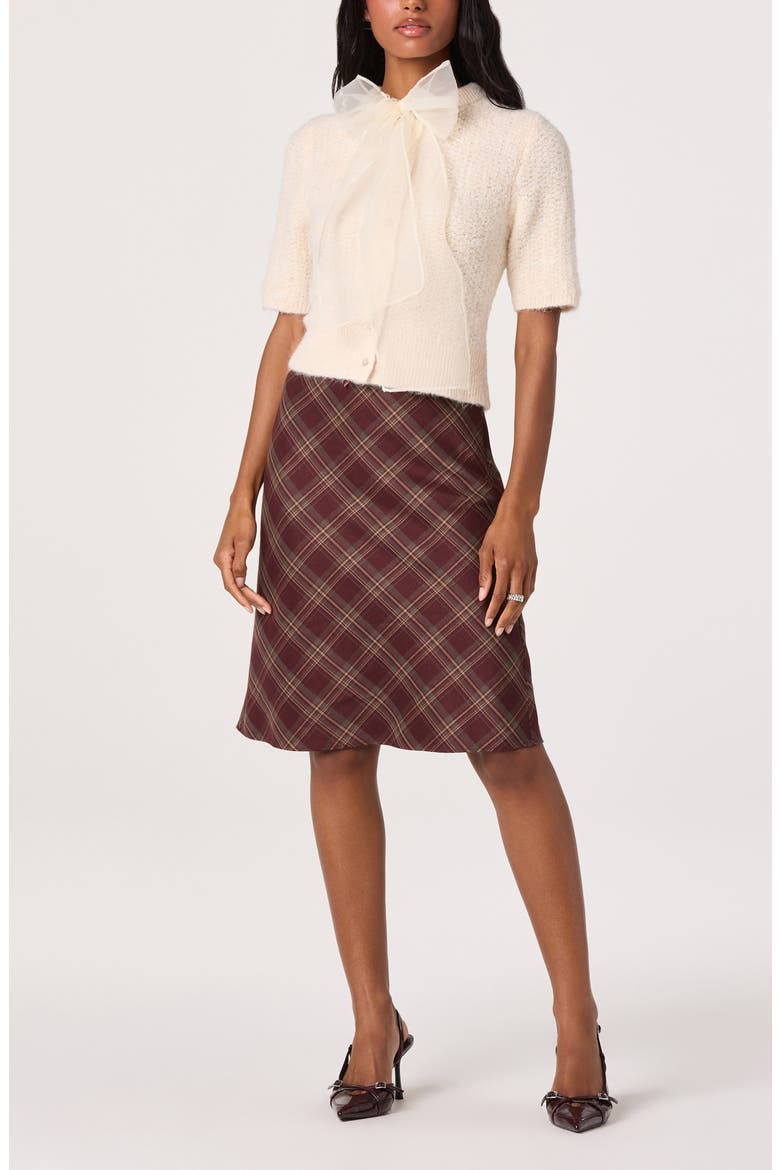 Plaid Slip Skirt, Alternate, color, BURGUNDY PLAID