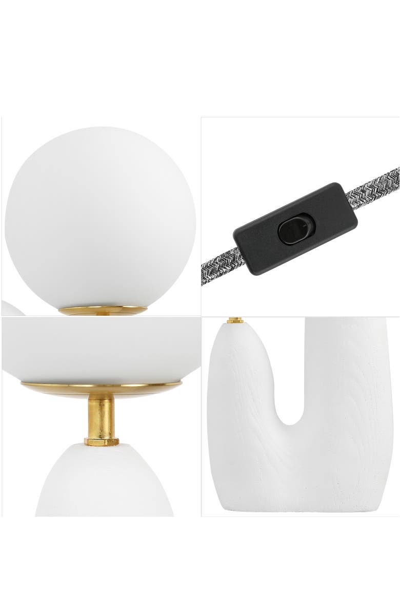 JONATHAN Y Oda 17.75" 2-Light Modern Bohemian Resin/Iron/Frosted Glass Danish Cactus LED Table Lamp, Alternate, color, White/Brass Gold