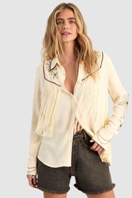 NASTY GAL Fringe Western Button Down Shirt
