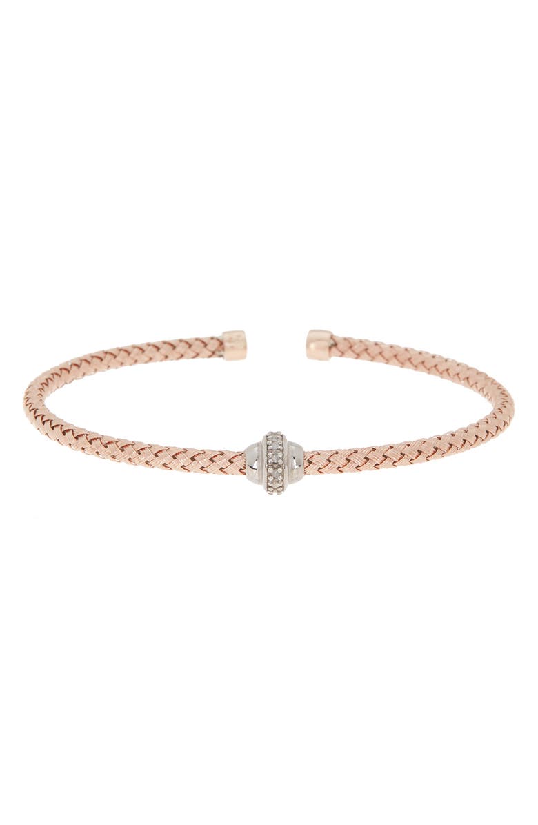 MESHMERISE 18K Gold Plated Two-Tone Diamond Bangle Bracelet - 0.10 ctw, Main, color, Rose Gold