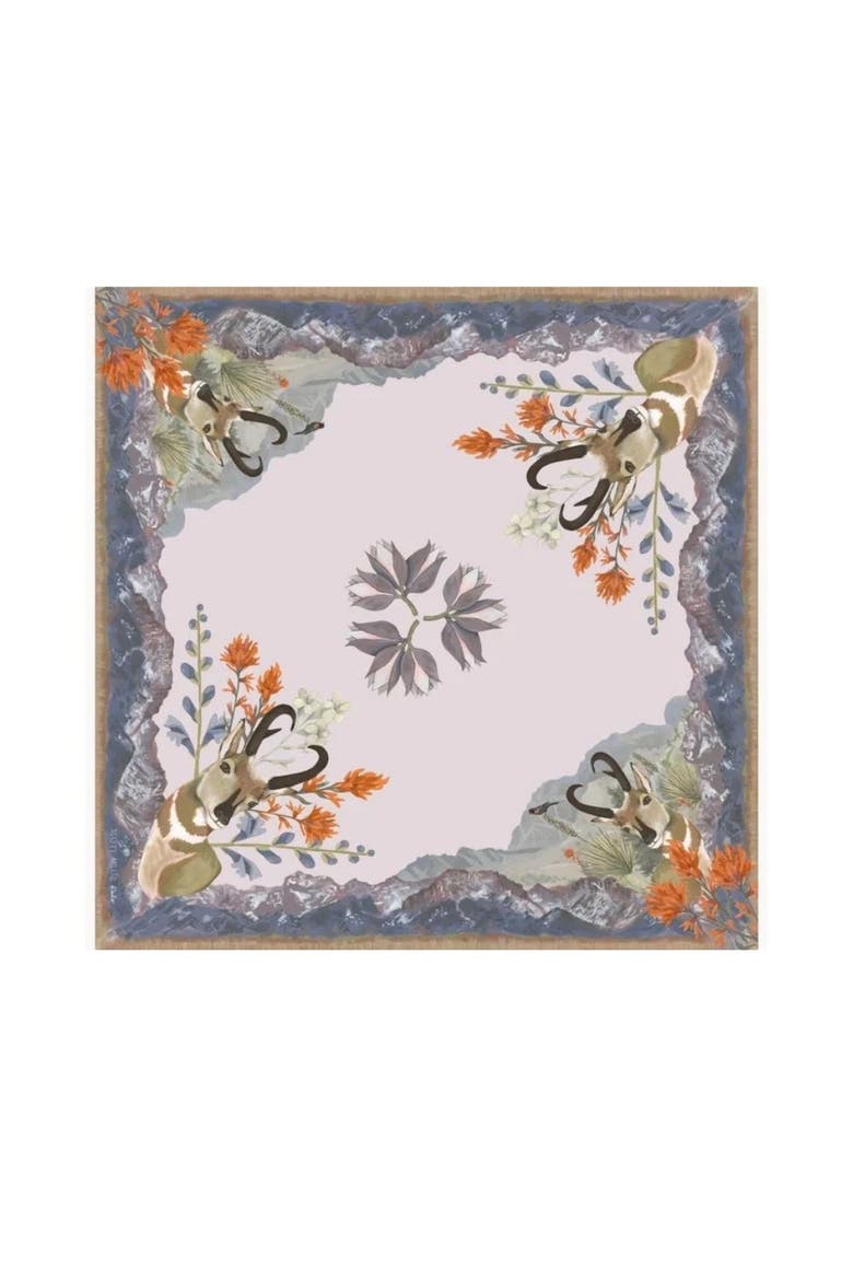 100% Silk Scarf San Luis - Landscape Wildlife Floral, Alternate, color, 35 x 35"