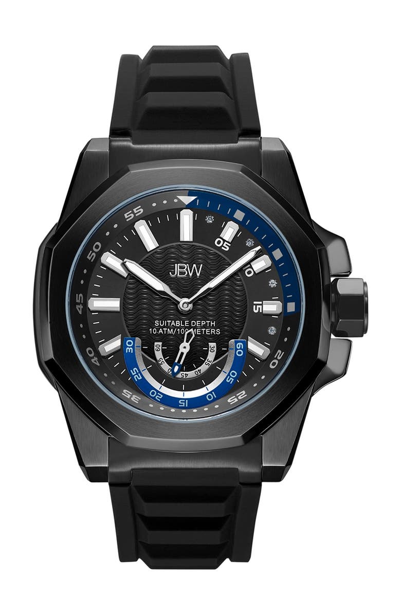 JBW Men's Delmare Diamond Silicone Strap Watch, 50mm - 0.04 ctw, Main, color, 