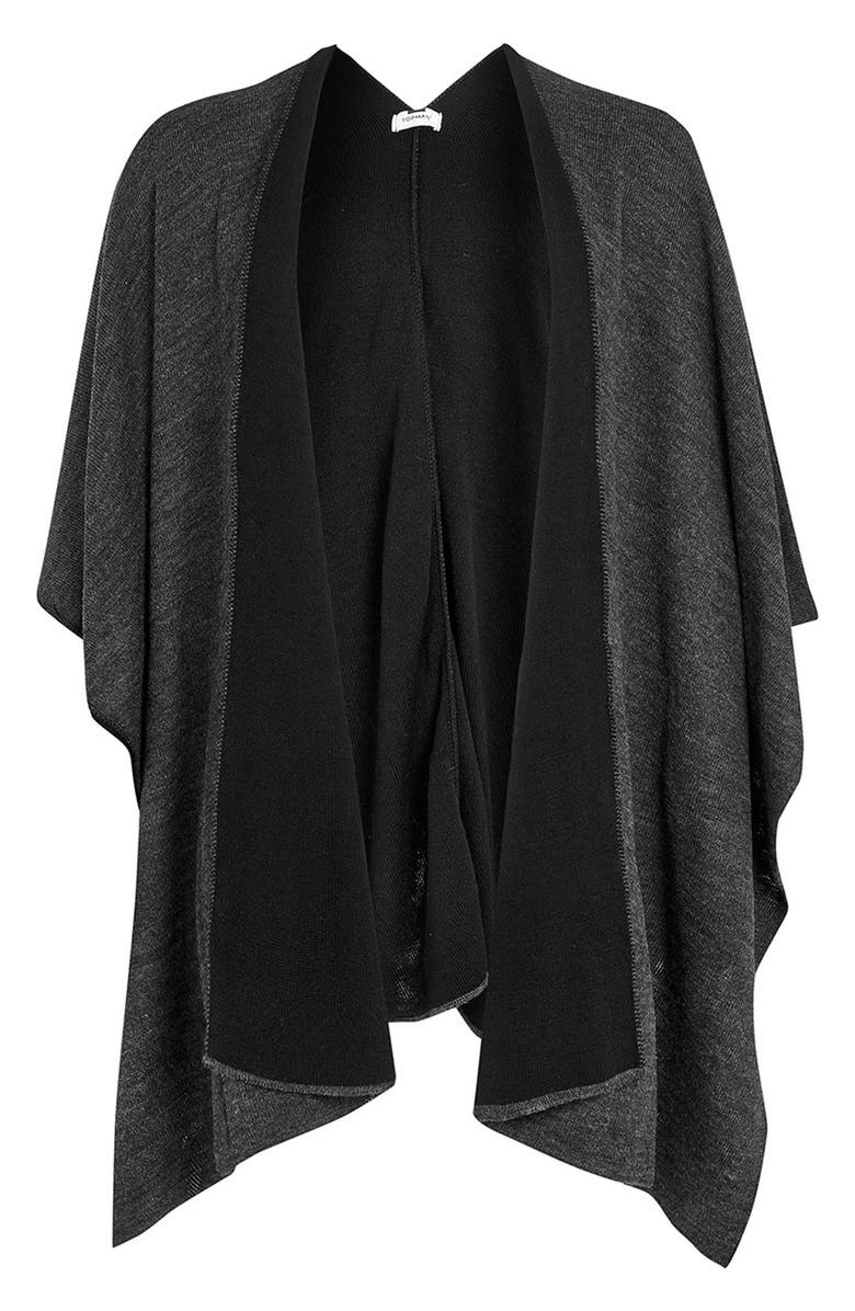 Topman Charcoal Knit Wrap Cape, Alternate, color, 