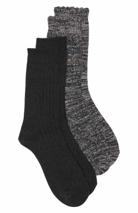 2-Pack Marled Scalloped Crew Socks