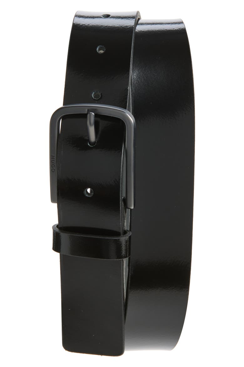Gurth Leather Belt, Main, color, BLK