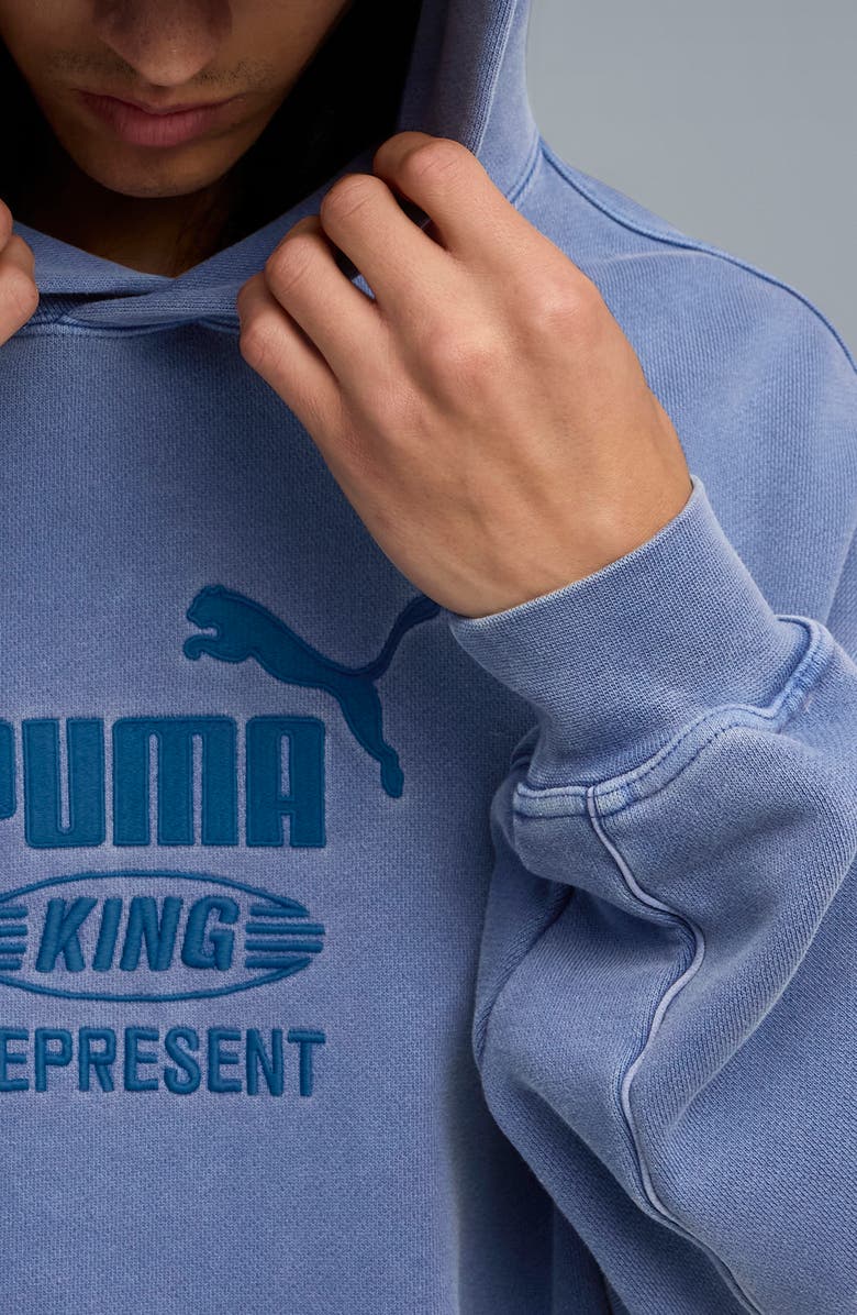 PUMA x Represent Embroidered Cotton Graphic Hoodie, Alternate, color, Blue Dusk