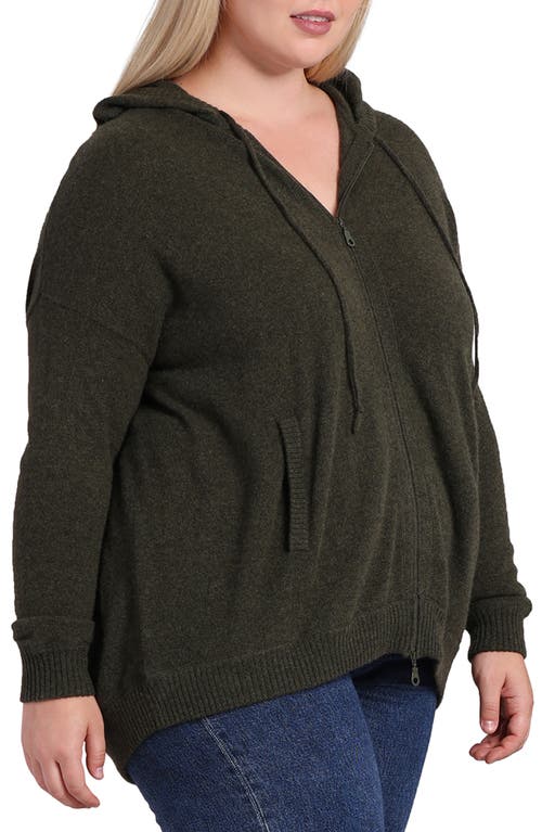 Minnie Rose Cashmere Zip Hoodie Jacket In Army