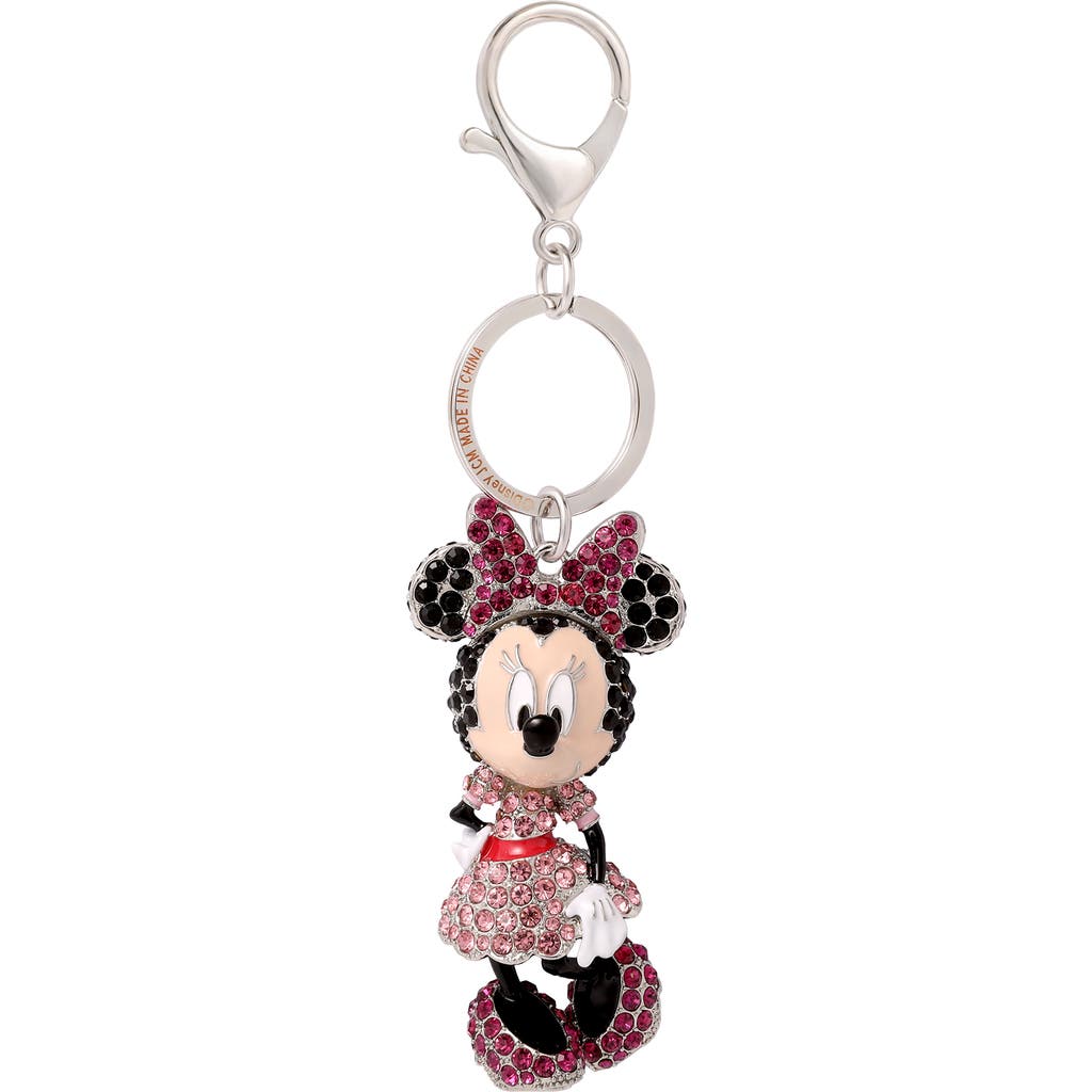 Disney Minnie Mouse Crystal Keychain, Pink Bow & Dress, Silver‑tone In Multi