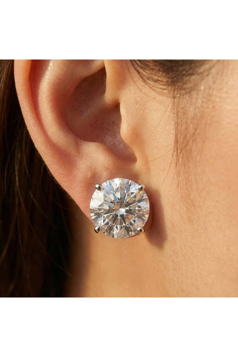 12Ct Certified Lab Grown Diamond Studs in 14k Gold, Alternate, color, 14k White Gold