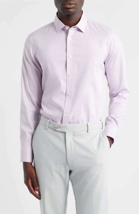 Hilton Pinstripe Performance Cotton Blend Button-Up Shirt