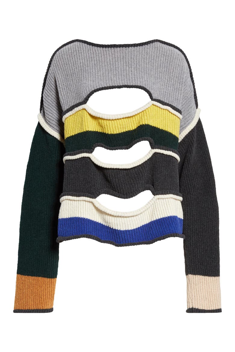 Cutout Merino Wool Blend Sweater, Alternate, color, MULTI