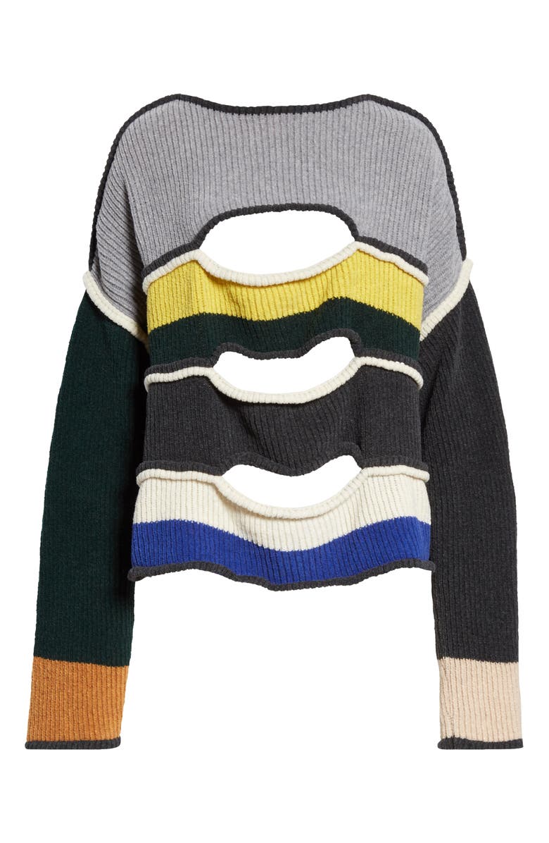 Eckhaus Latta Cutout Merino Wool Blend Sweater, Alternate, color, 