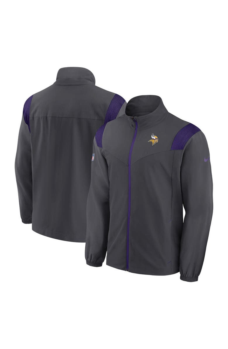 Nike Men's Nike Anthracite Minnesota Vikings Sideline Woven Logo Full-Zip Jacket, Main, color, 